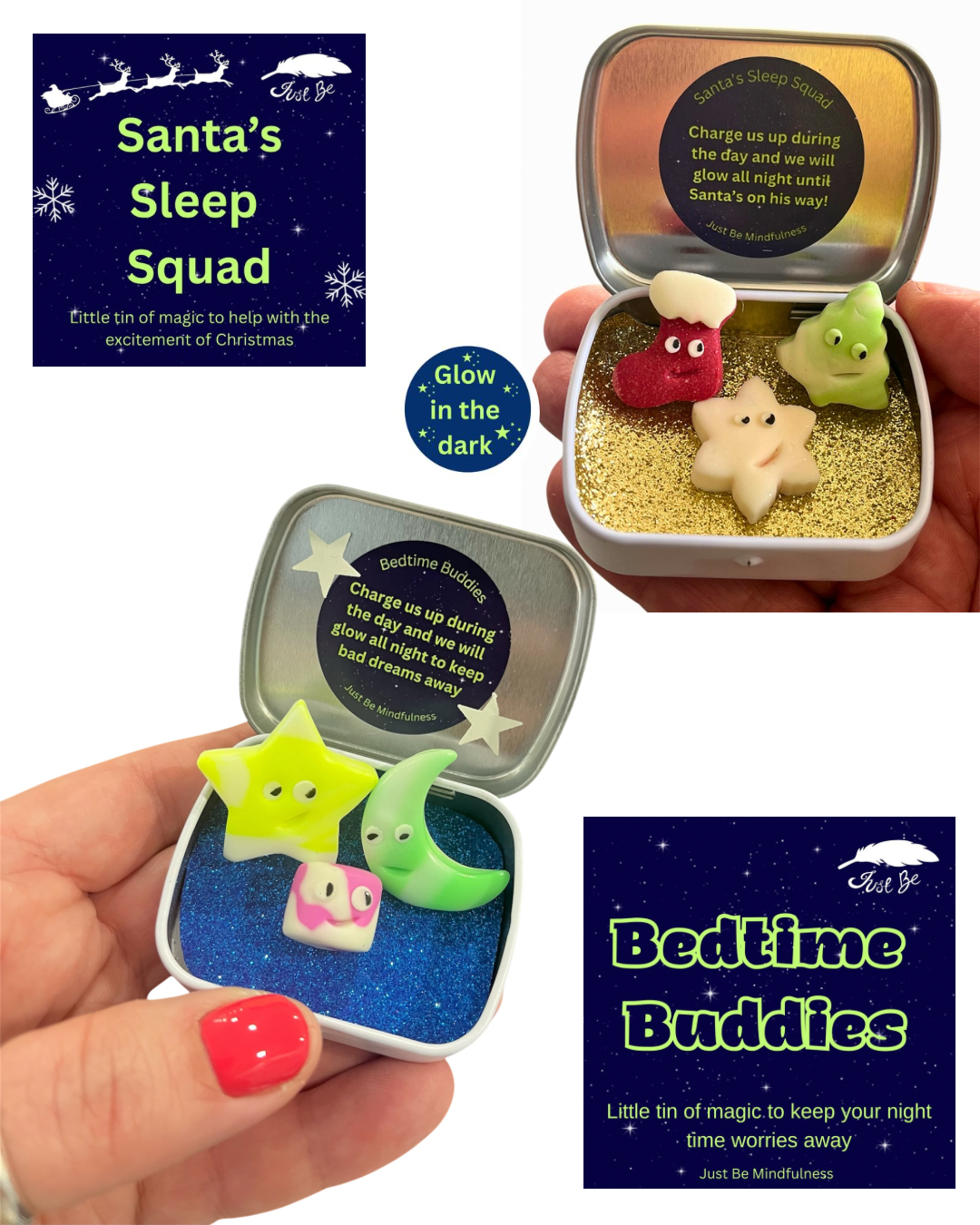 Santa's Sleep Squad - Little tin that glows in the dark.