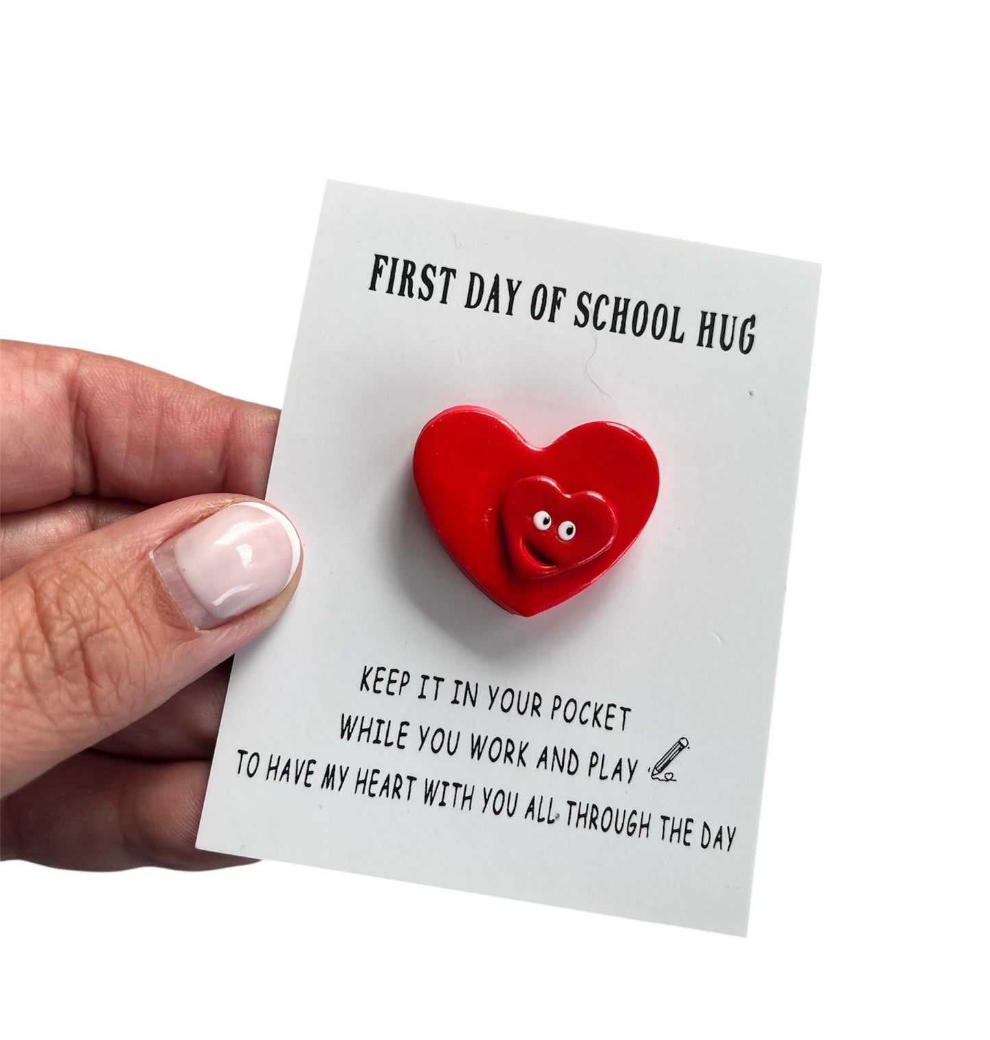 First day of school hug or keyring