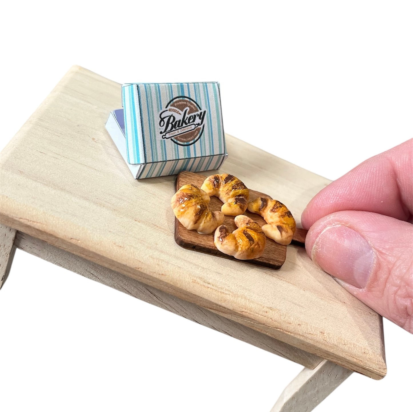 Miniature croissants set - dolls house,play food.