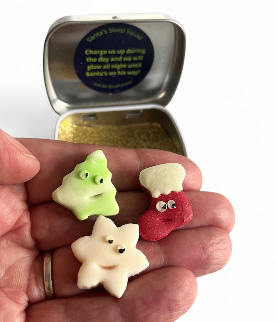 Santa's Sleep Squad - Little tin that glows in the dark.