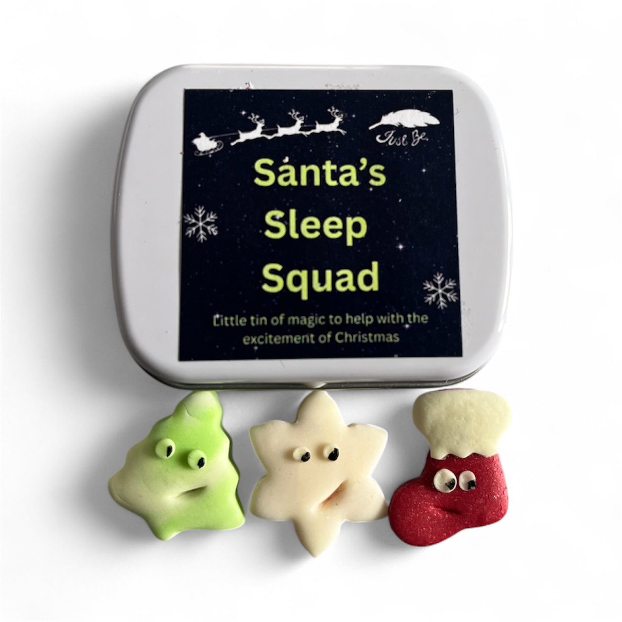 Santa's Sleep Squad - Little tin that glows in the dark.