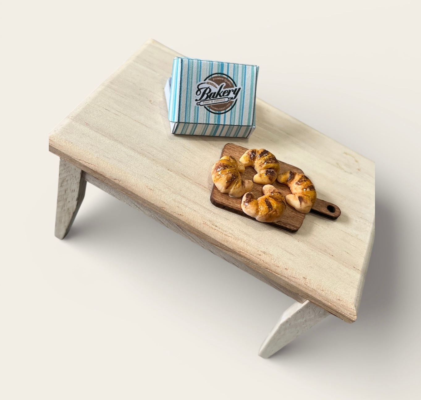 Miniature croissants set - dolls house,play food.