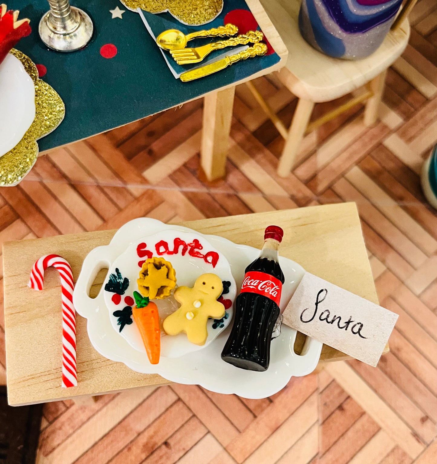 Miniature Christmas Eve plate for Santa.